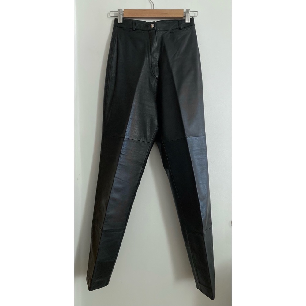 Vintage 80s Skins Black Leather Straight Leg Pants XS